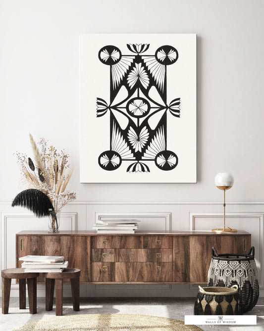 Modern Western Boho Canvas Sign - Black & White Monochrome Wall Art