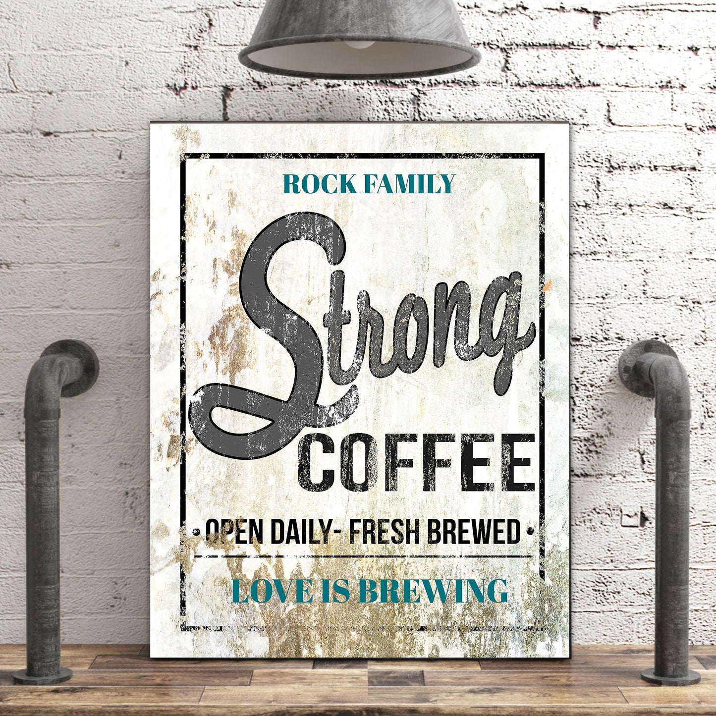 Personalized Coffee Bar Sign - Fresh Brewed Self Serve Open Daily Decorative Canvas Sign