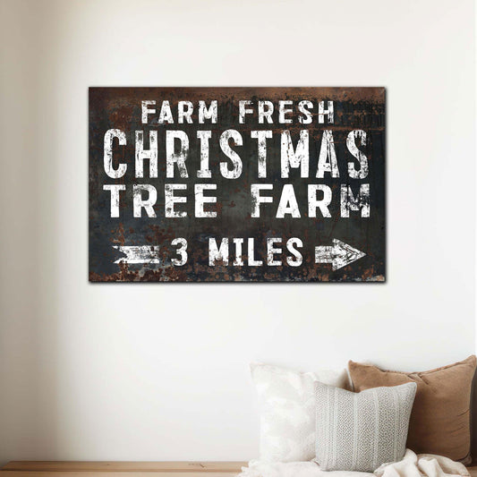 Farm Fresh Christmas Trees Farmhouse Canvas Wall Art -  Vintage Holiday Signs