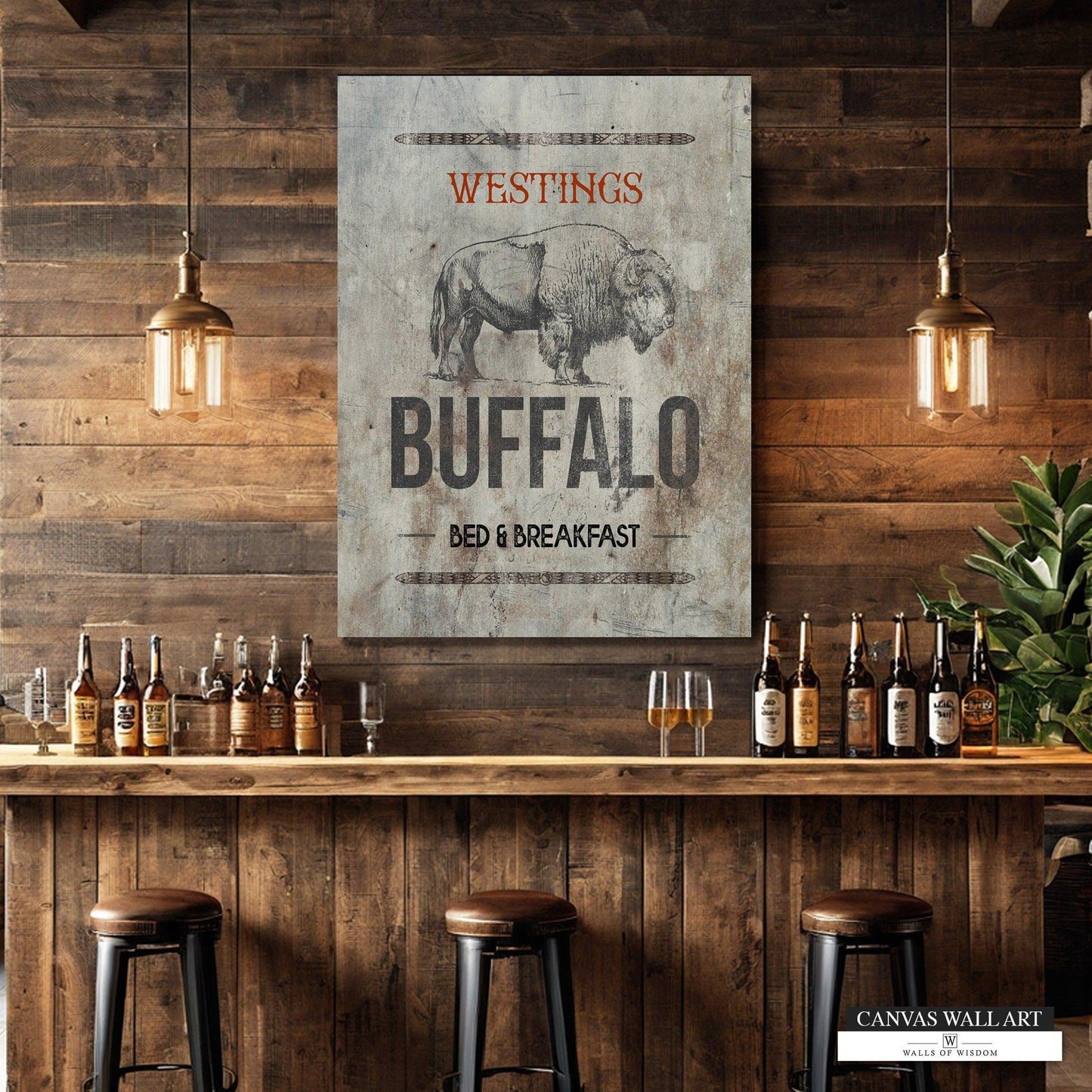 Custom Western Saloon Sign - Personalized Vintage-Style Canvas Bar Wall Art