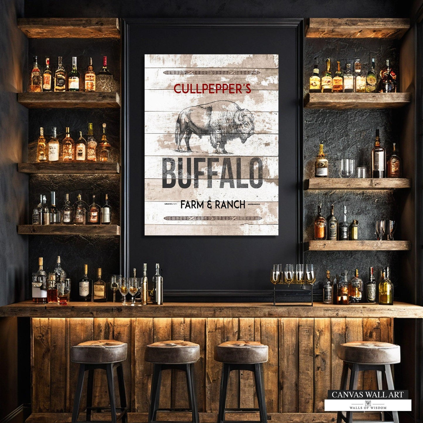 Custom Western Saloon Sign - Personalized Vintage-Style Canvas Bar Wall Art