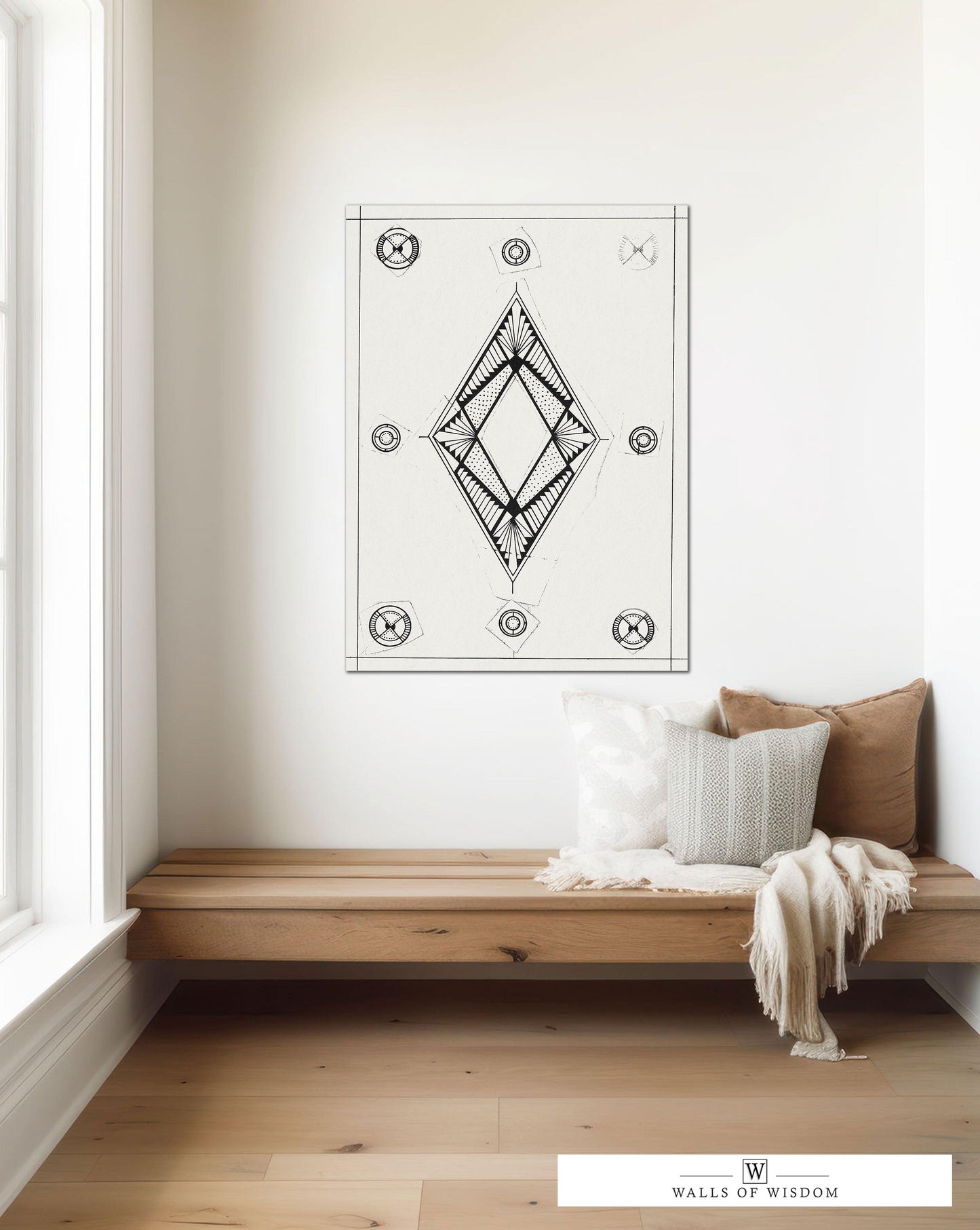 Western Diamond Canvas Wall Art Print - Design for a Letter Bag Ontwerp Voor Een Rrieventasch