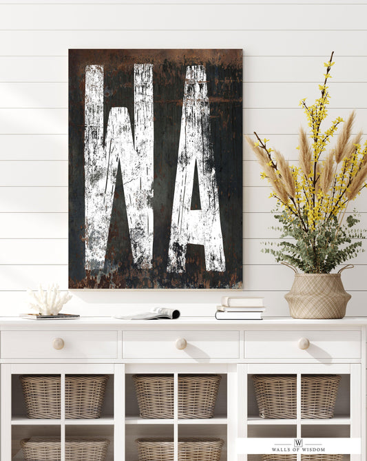 Pacific Northwest Chic: Vintage Washington Home State Canvas Art Sign