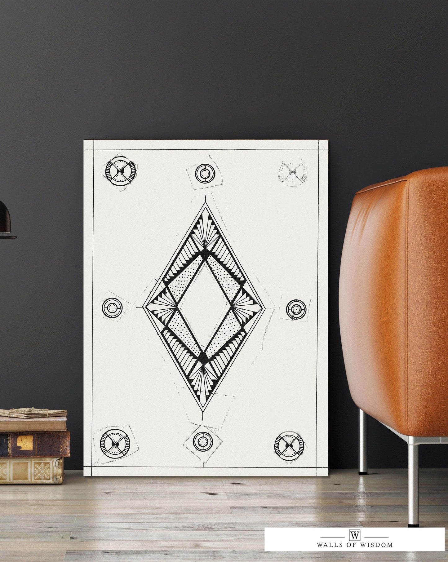 Western Diamond Canvas Wall Art Print - Design for a Letter Bag Ontwerp Voor Een Rrieventasch