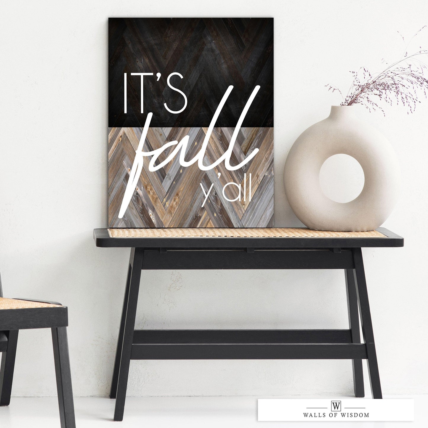 It's Fall Y'all Sign - Rustic Western Fall Sayings Canvas Wall Art