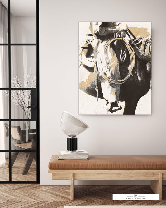 Contemporary Western Cowboy Canvas Print - Southwest Horse & Rider Art